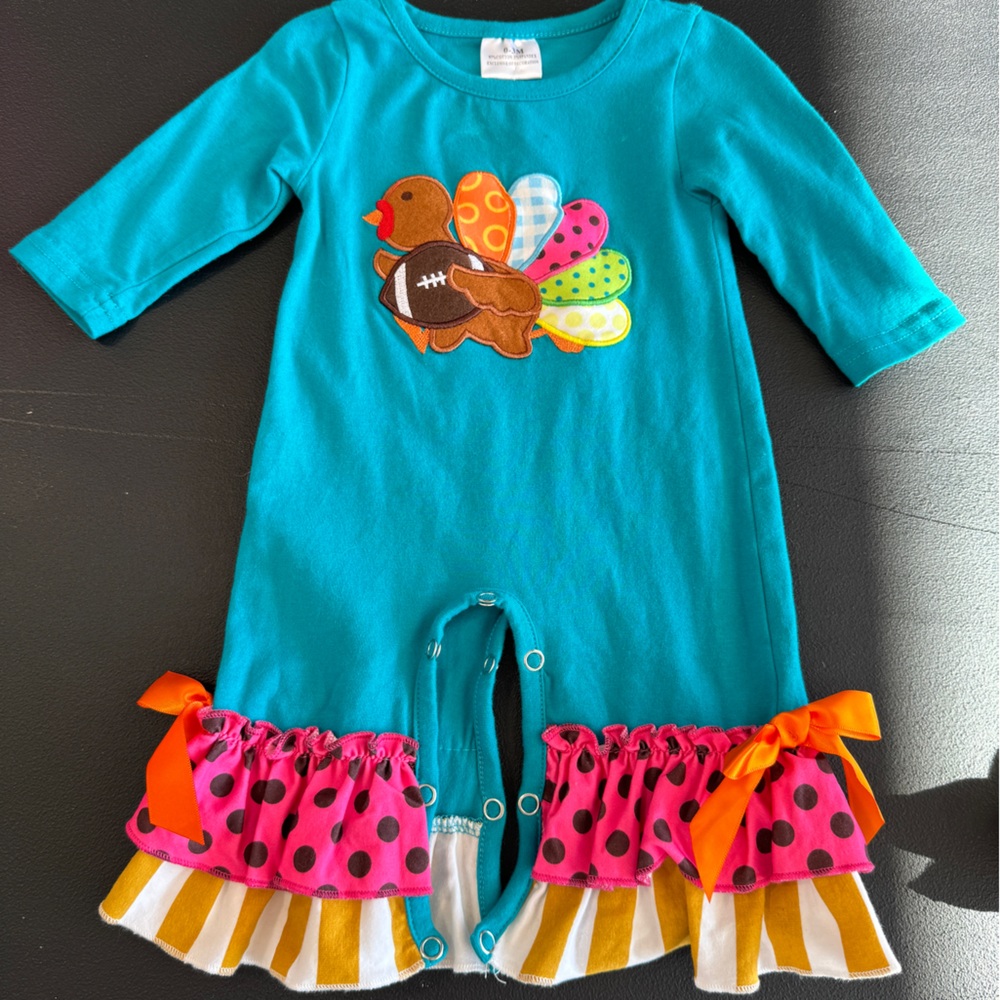 Thanksgiving Football Turkey Jumpsuit 0-3M